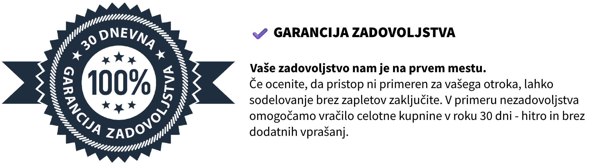 30 dnevna garancija zadovoljstva